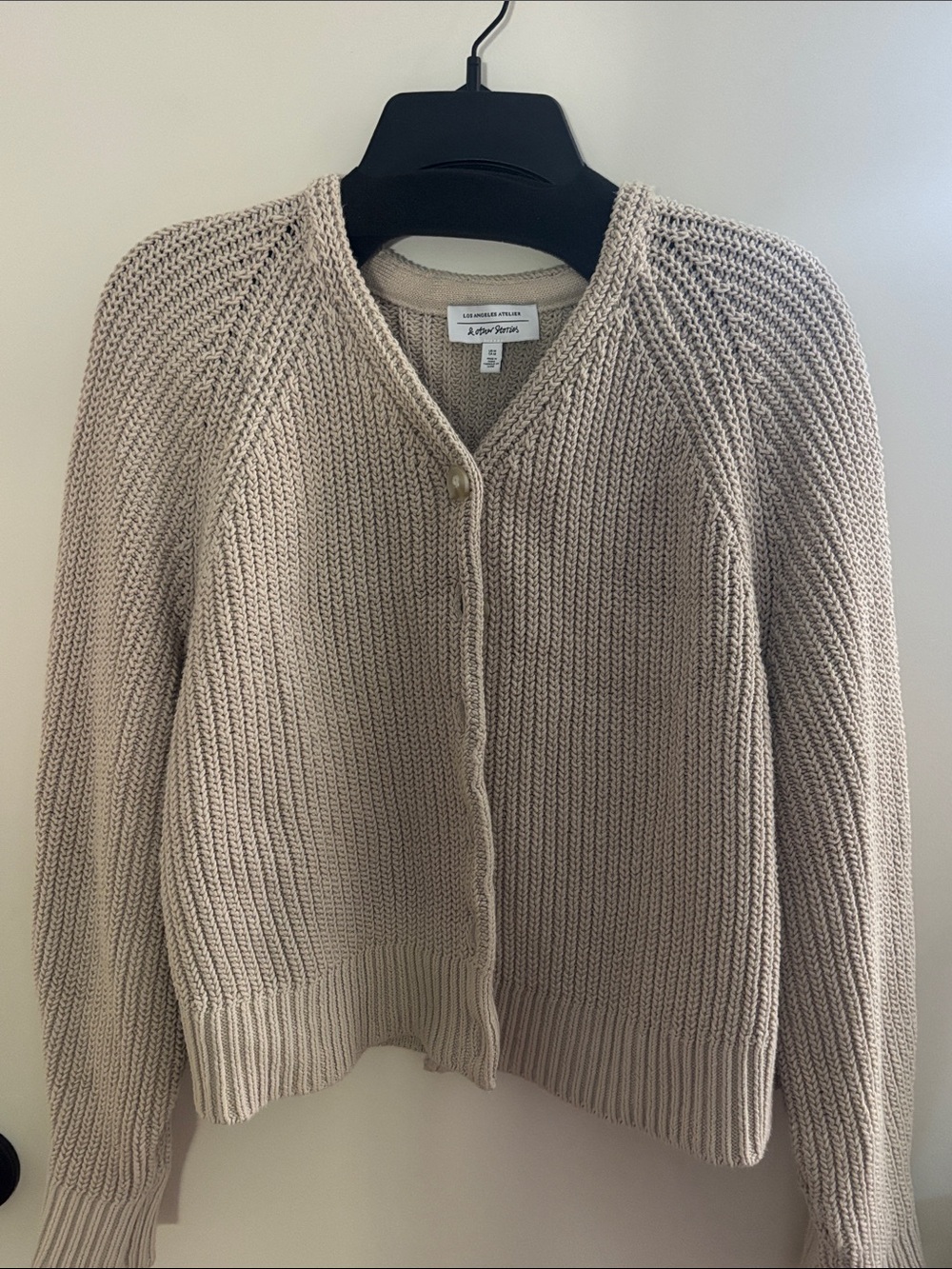 And Other Stories Chunky Knit Cardigan Sweater in Light Taupe